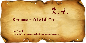 Kremmer Alvián névjegykártya